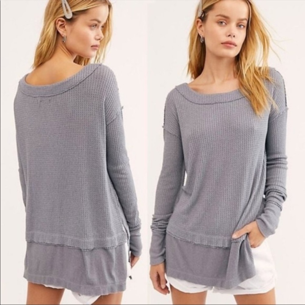 Free People We the Free North Shore Grey Long Sleeve Thermal